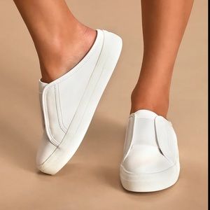 Russel White Backless Slip-On Sneakers
